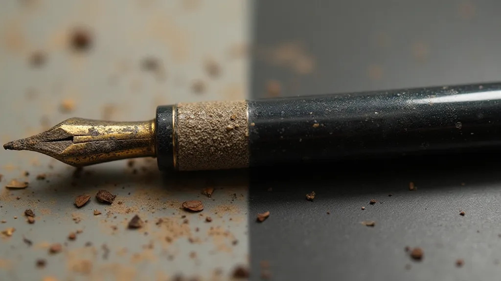 Vintage pen before and after cleaning
