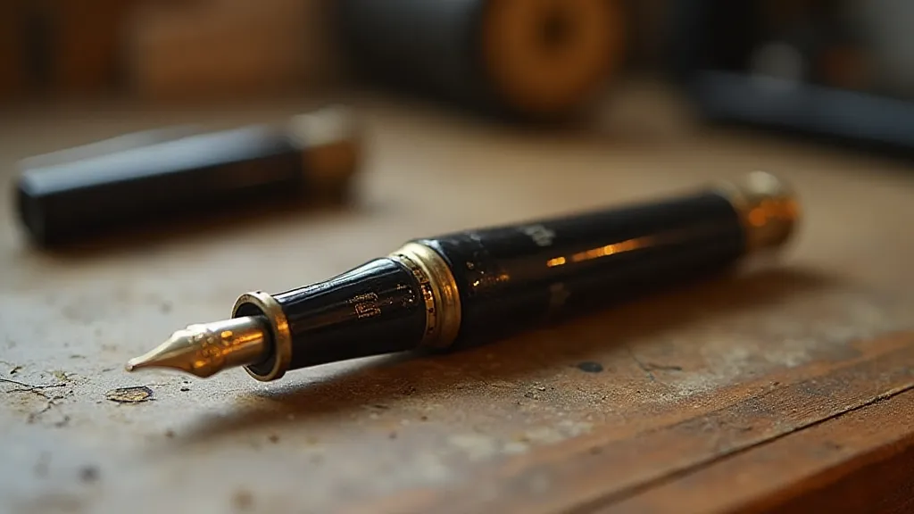 Vintage ebonite pen showing age and wear.