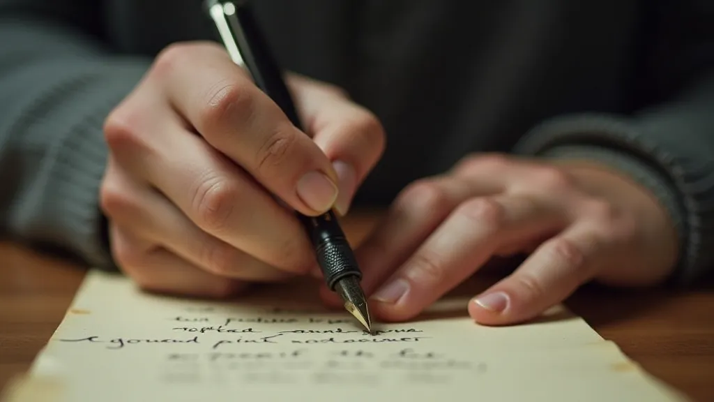 A hand holding a vintage fountain pen