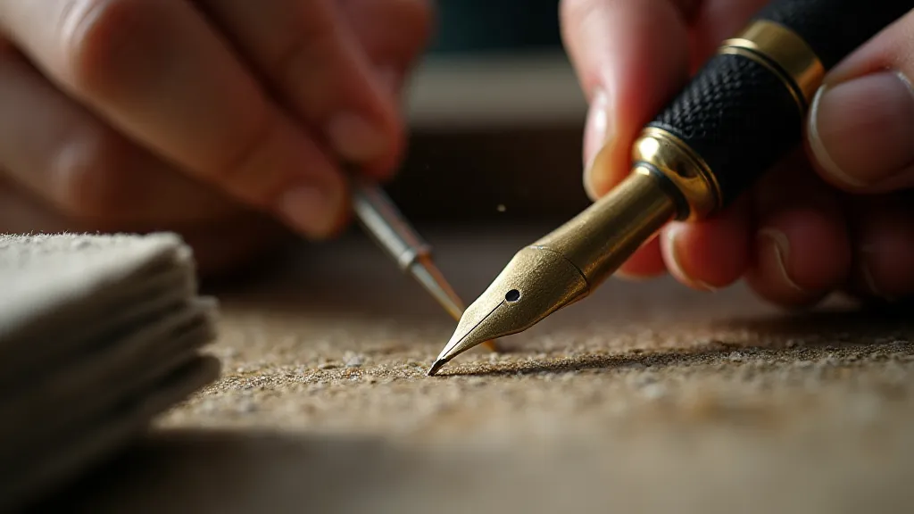 Restorer polishing a gold nib
