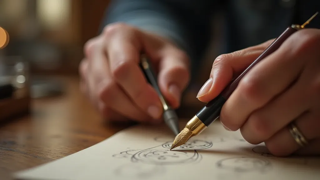 Hands adjusting a nib