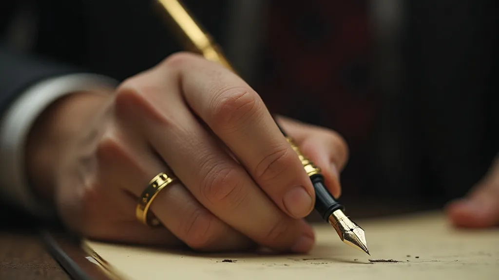 Hand holding a damaged pen