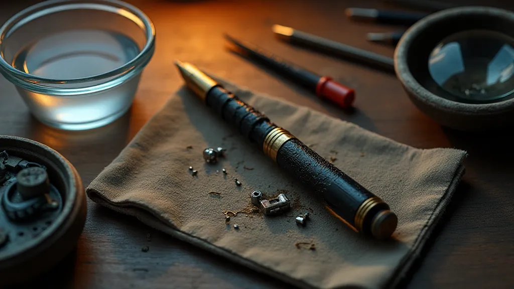 Calligraphy pen restoration workspace