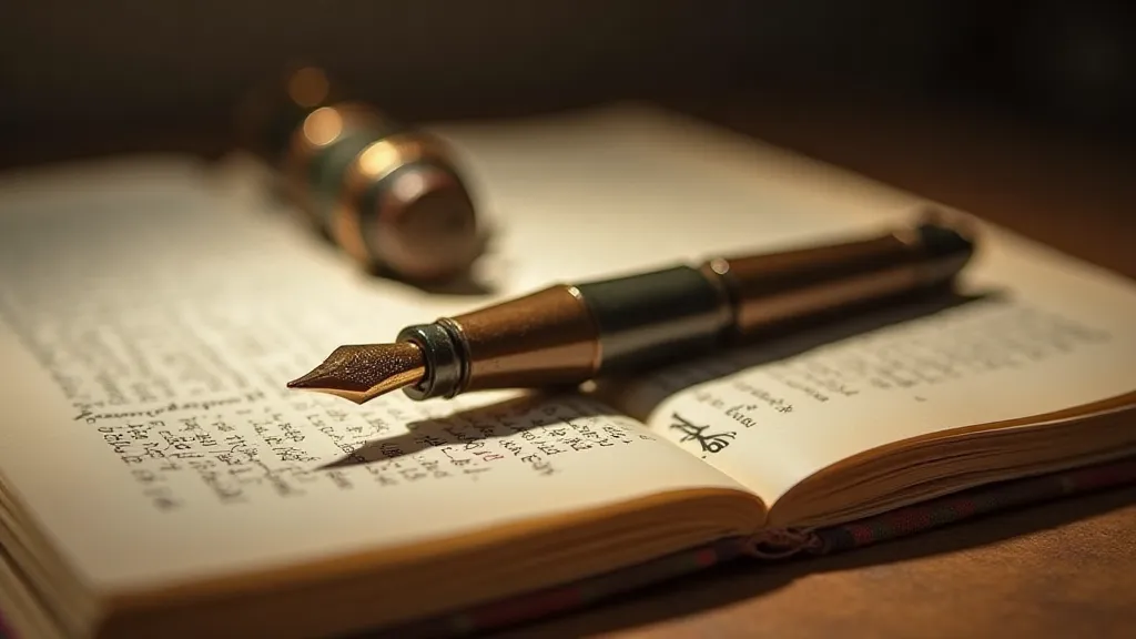 Restored vintage pen on antique paper