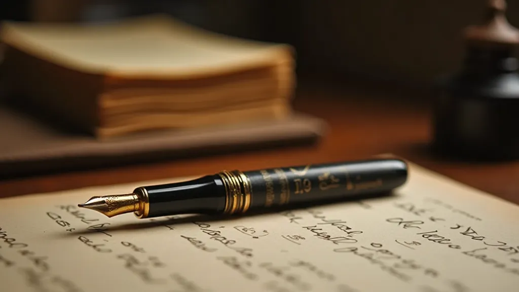 Restored fountain pen on antique desk
