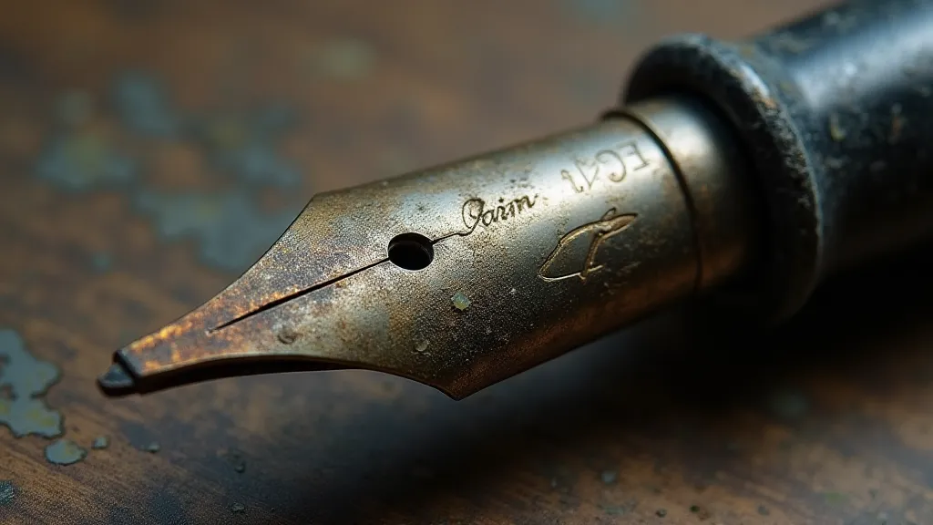 Tarnished vintage pen nib