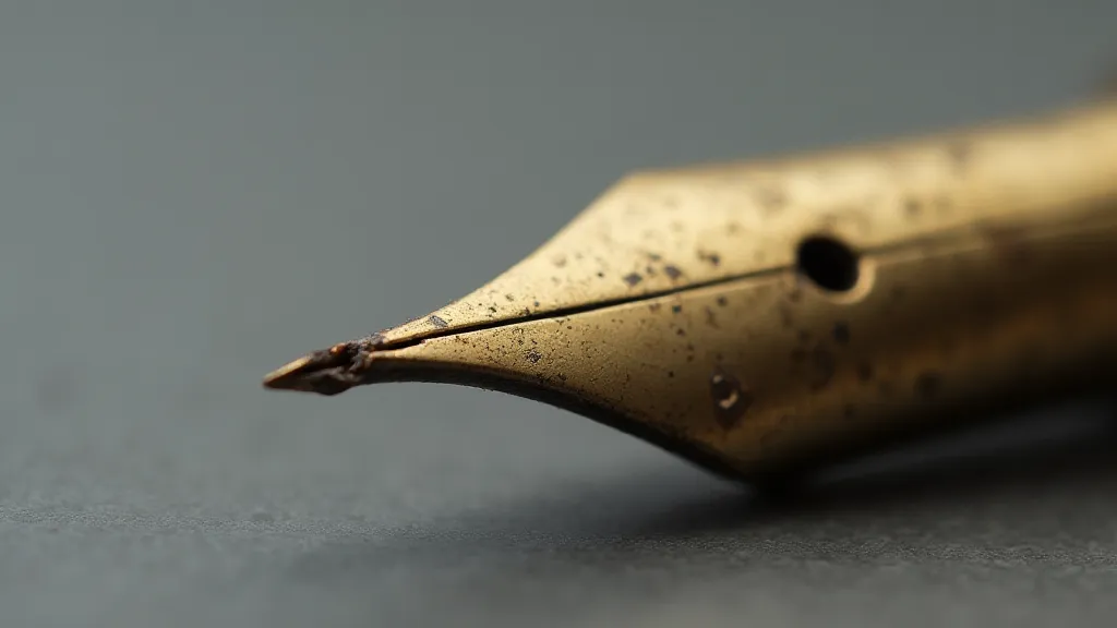 Macro view of a vintage gold nib showing fine details.