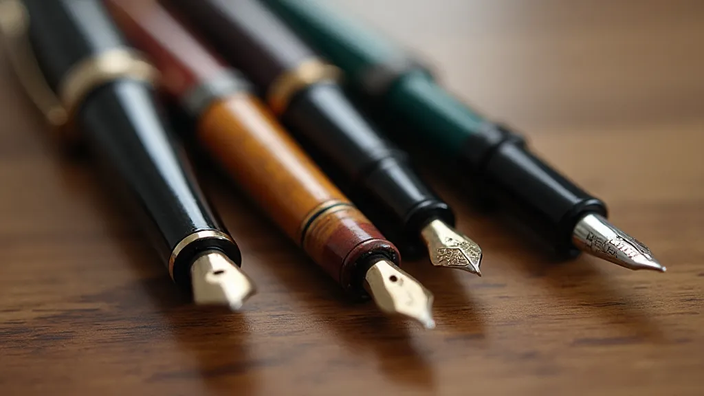 Assortment of vintage pens showing varied patina